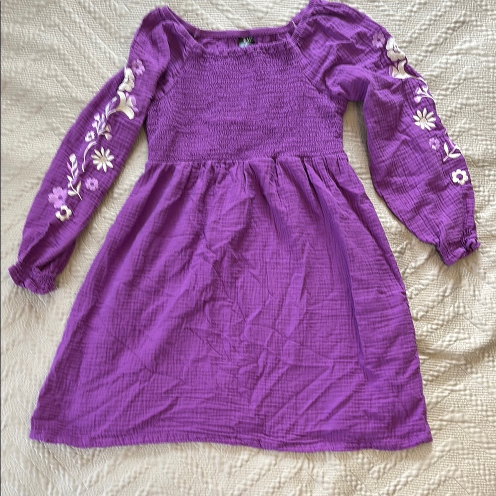 ZAC Kids Purple Dress with Embroidery